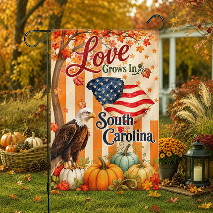 South Carolina Love Grows Patriotic Eagle Fall Flag