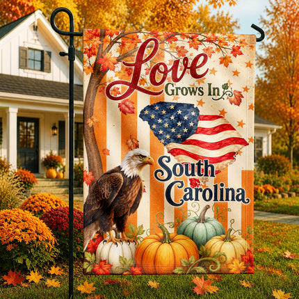 South Carolina Love Grows Patriotic Eagle Fall Flag
