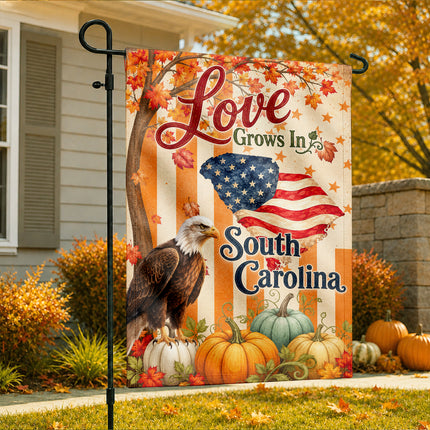 South Carolina Love Grows Patriotic Eagle Fall Flag