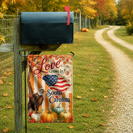 South Carolina Love Grows Patriotic Eagle Fall Flag