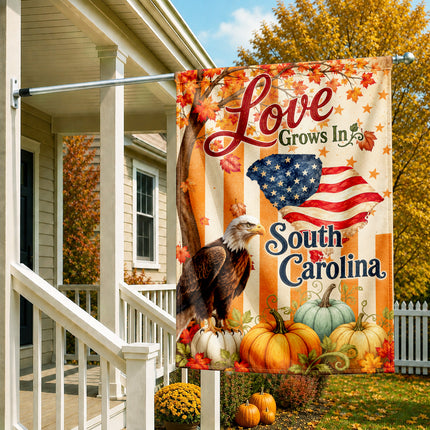 South Carolina Love Grows Patriotic Eagle Fall Flag
