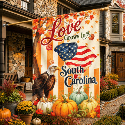 South Carolina Love Grows Patriotic Eagle Fall Flag