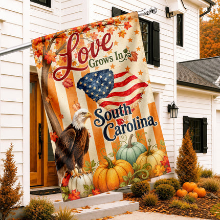 South Carolina Love Grows Patriotic Eagle Fall Flag