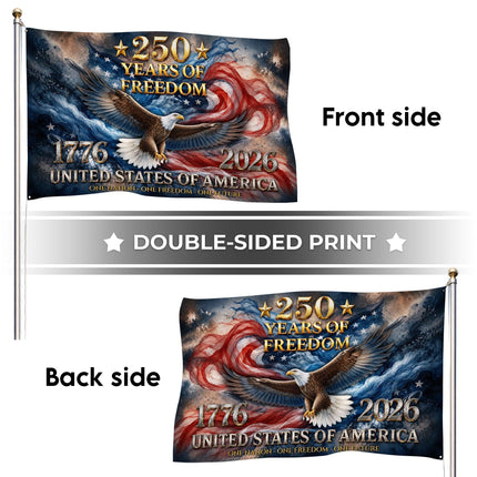 United States of America 250 Years of Freedom Soaring Eagle Patriotic House Flag