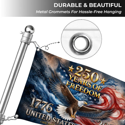 United States of America 250 Years of Freedom Soaring Eagle Patriotic House Flag