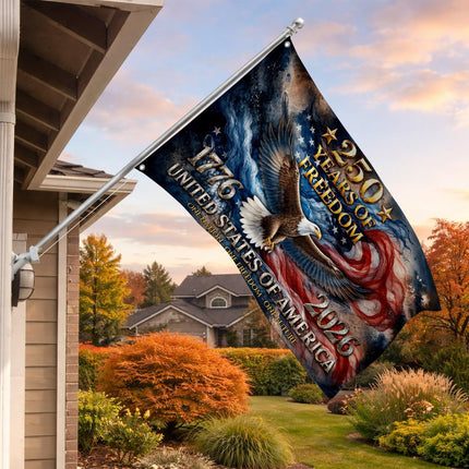 United States of America 250 Years of Freedom Soaring Eagle Patriotic House Flag