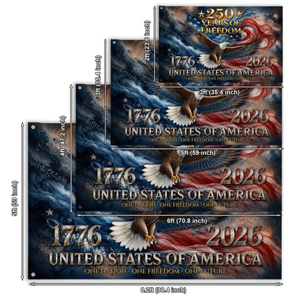 United States of America 250 Years of Freedom Soaring Eagle Patriotic House Flag