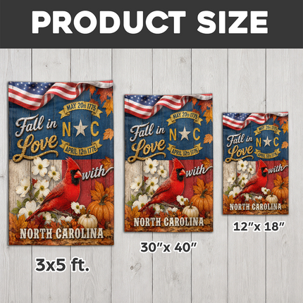 North Carolina Fall Flag Cardinal Dogwood Pumpkin Autumn Decor