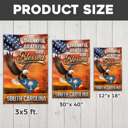 North Carolina Fall Flag Thankful Blessed Eagle Autumn Decor