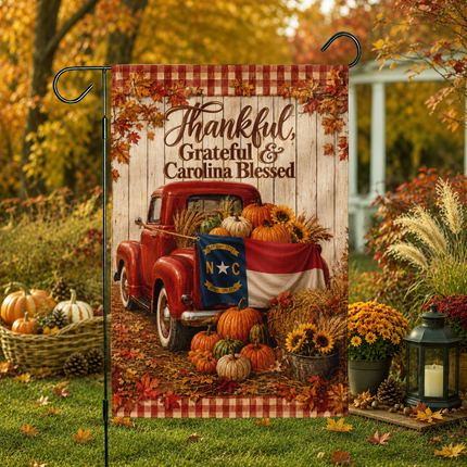North Carolina Fall Farmhouse Truck Garden Flag