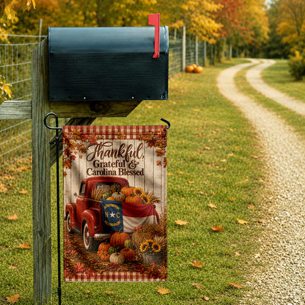 North Carolina Fall Farmhouse Truck Garden Flag