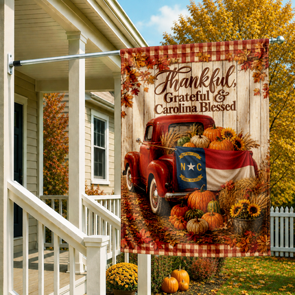 North Carolina Fall Farmhouse Truck Garden Flag