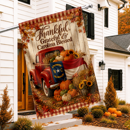 North Carolina Fall Farmhouse Truck Garden Flag