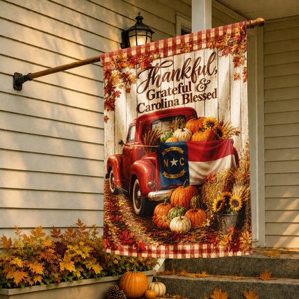North Carolina Fall Farmhouse Truck Garden Flag