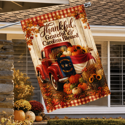North Carolina Fall Farmhouse Truck Garden Flag