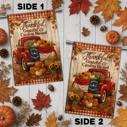 North Carolina Fall Farmhouse Truck Garden Flag