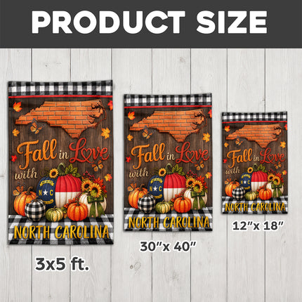 North Carolina Fall in Love Pumpkin Farmhouse Autumn Flag