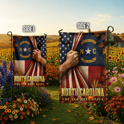 North Carolina Tar Heel State Patriotic Autumn Flag