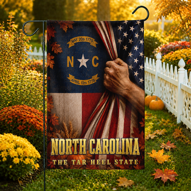 North Carolina Tar Heel State Patriotic Autumn Flag