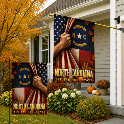 North Carolina Tar Heel State Patriotic Autumn Flag