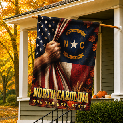 North Carolina Tar Heel State Patriotic Autumn Flag