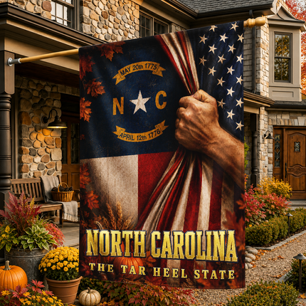 North Carolina Tar Heel State Patriotic Autumn Flag