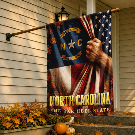 North Carolina Tar Heel State Patriotic Autumn Flag