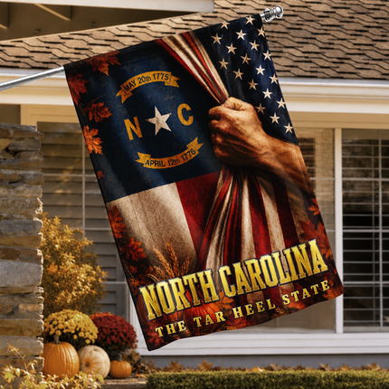 North Carolina Tar Heel State Patriotic Autumn Flag