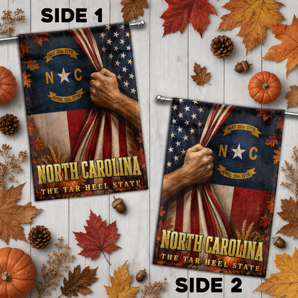 North Carolina Tar Heel State Patriotic Autumn Flag