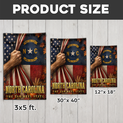 North Carolina Tar Heel State Patriotic Autumn Flag