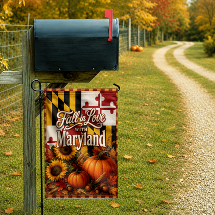 Maryland Fall in Love Pumpkin Sunflower Autumn Harvest Flag