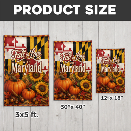 Maryland Fall in Love Pumpkin Sunflower Autumn Harvest Flag
