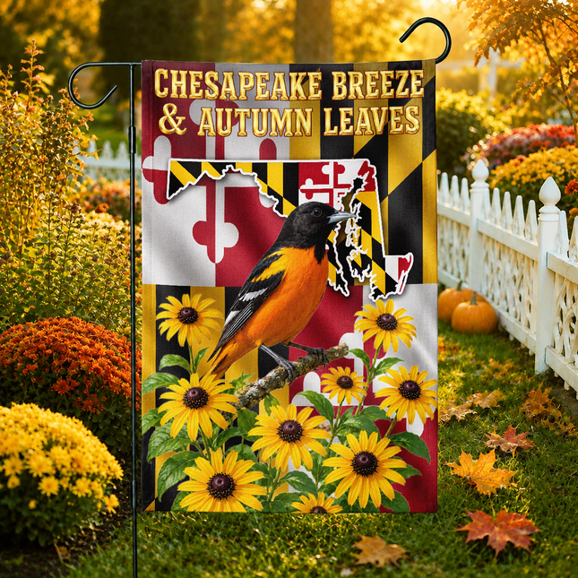 Maryland Chesapeake Breeze Autumn Leaves Oriole Sunflower Fall Flag
