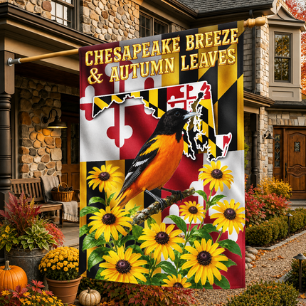 Maryland Chesapeake Breeze Autumn Leaves Oriole Sunflower Fall Flag