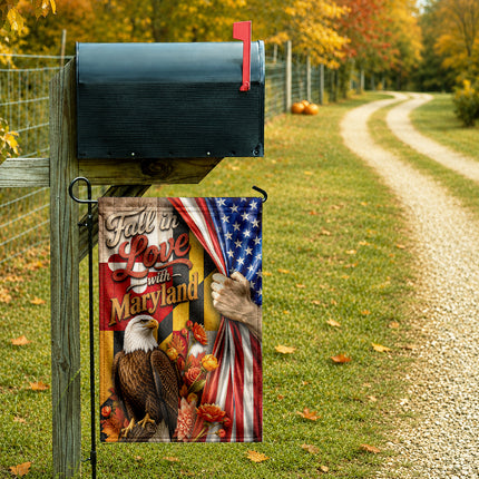 Maryland Fall Flag Fall in Love Patriotic Eagle Autumn Decor