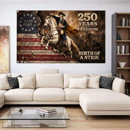 George Washington 250 Years of Freedom Birth of a Nation Pledge House Flag