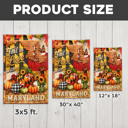 Maryland Fall Flag Fall in Love Pumpkin Harvest Garden Decor