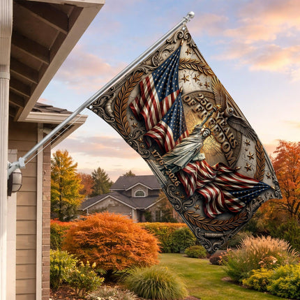 United States 250 Years of Freedom Ornate Stone Statue of Liberty House Flag
