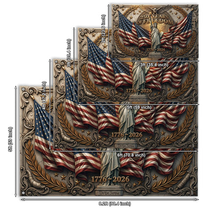 United States 250 Years of Freedom Ornate Stone Statue of Liberty House Flag