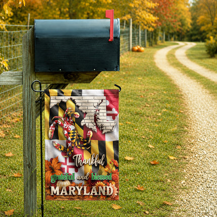Maryland Thankful Grateful Blessed Blue Crab Autumn Fall Flag
