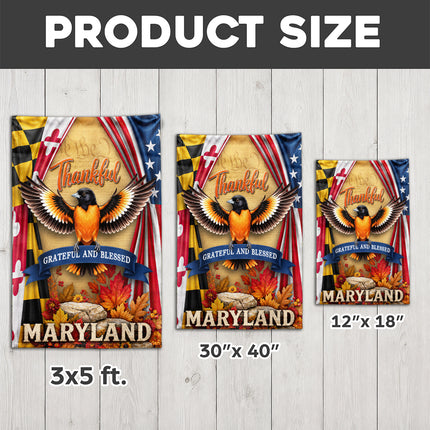 Maryland Fall Flag Thankful Grateful Blessed Oriole Autumn Decor