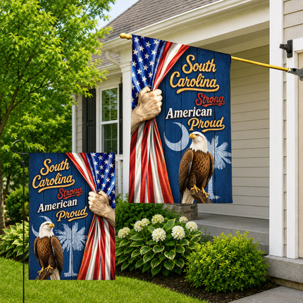 South Carolina Strong American Proud Eagle Palmetto Patriotic Flag