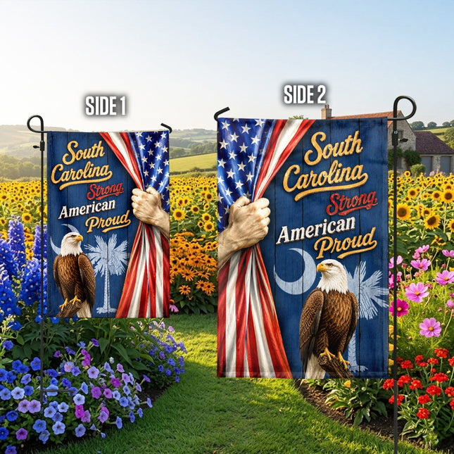 South Carolina Strong American Proud Eagle Palmetto Patriotic Flag