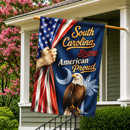 South Carolina Strong American Proud Eagle Palmetto Patriotic Flag