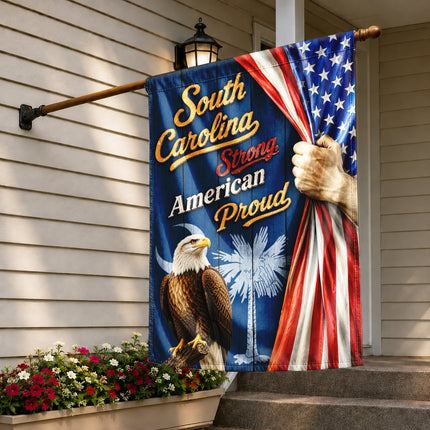 South Carolina Strong American Proud Eagle Palmetto Patriotic Flag