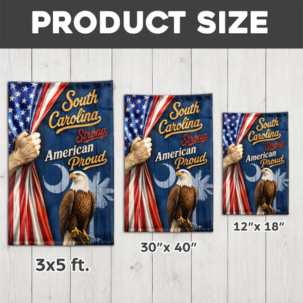 South Carolina Strong American Proud Eagle Palmetto Patriotic Flag