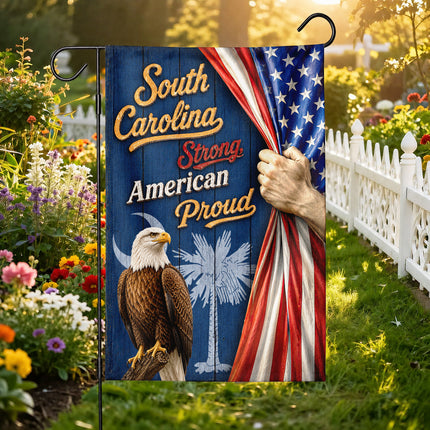 South Carolina Strong American Proud Eagle Palmetto Patriotic Flag
