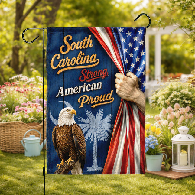 South Carolina Strong American Proud Eagle Palmetto Patriotic Flag