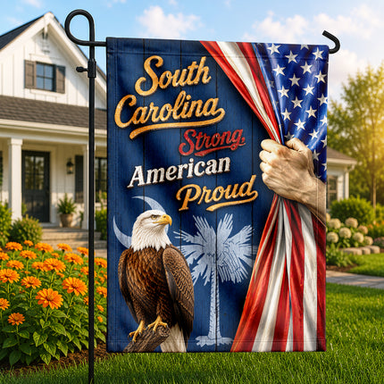 South Carolina Strong American Proud Eagle Palmetto Patriotic Flag