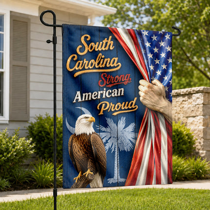 South Carolina Strong American Proud Eagle Palmetto Patriotic Flag